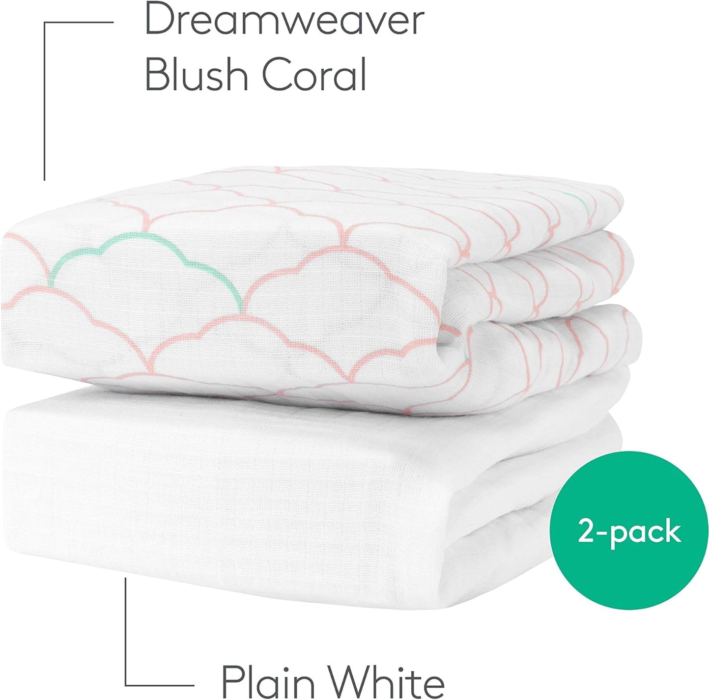 Newton Baby Mini Crib Fitted Sheets (2-Pack) | Organic Muslin Cotton, Ultra Breathable & Soft Baby Sheets, Washable Baby
