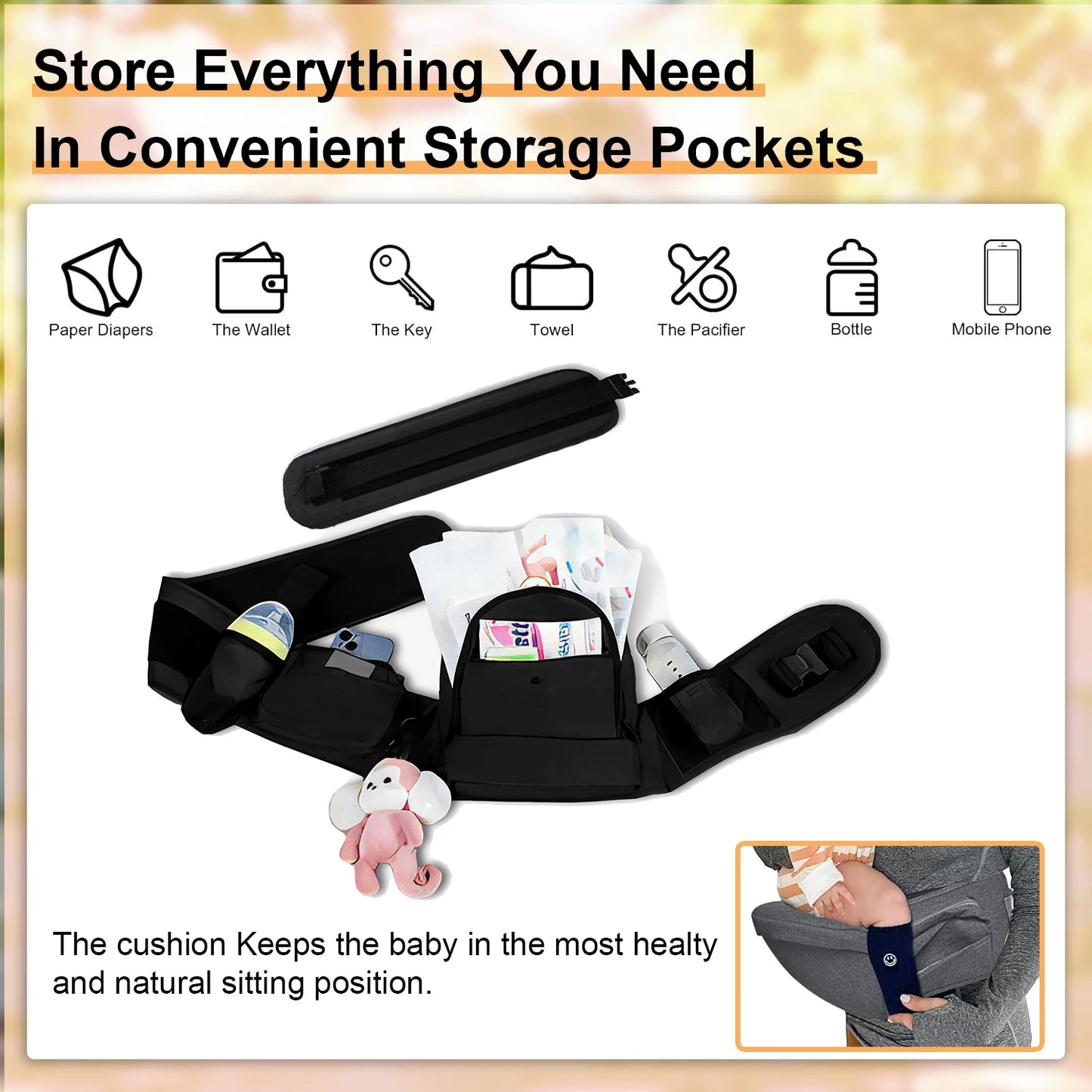 Adjustable Baby Hip Carrier – Ergonomic & Lightweight Waist Seat for Newborns & Toddlers (6-36 Months)