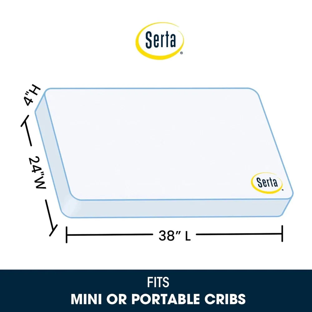 children Baby Mini Crib Mattress, Premium Sustainably Sourced Fiber Core, Hypoallergenic & Waterproof Cover