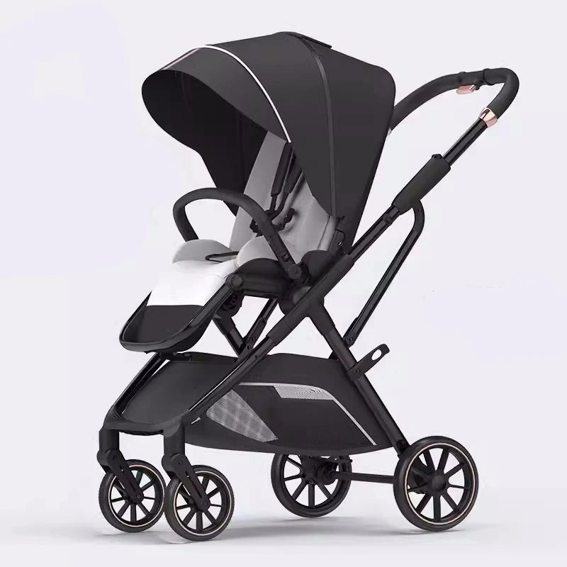 High View Portable Baby Stroller Ergonomics Seat Bassinet for Newborn One Hand to Recline Pram