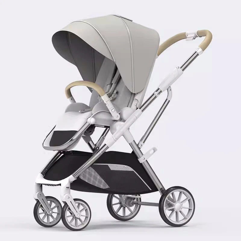 High View Portable Baby Stroller Ergonomics Seat Bassinet for Newborn One Hand to Recline Pram