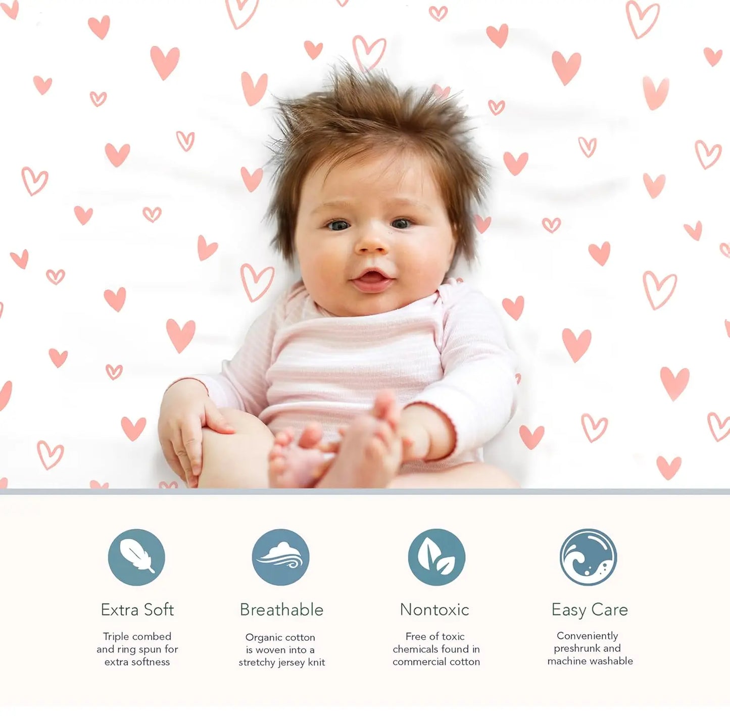 100% Organic Cotton Fitted Sheets For Standard Crib And Toddler Mattresses/Pads 28” X 52” And Up To 6” Thick. Boys And Girls.