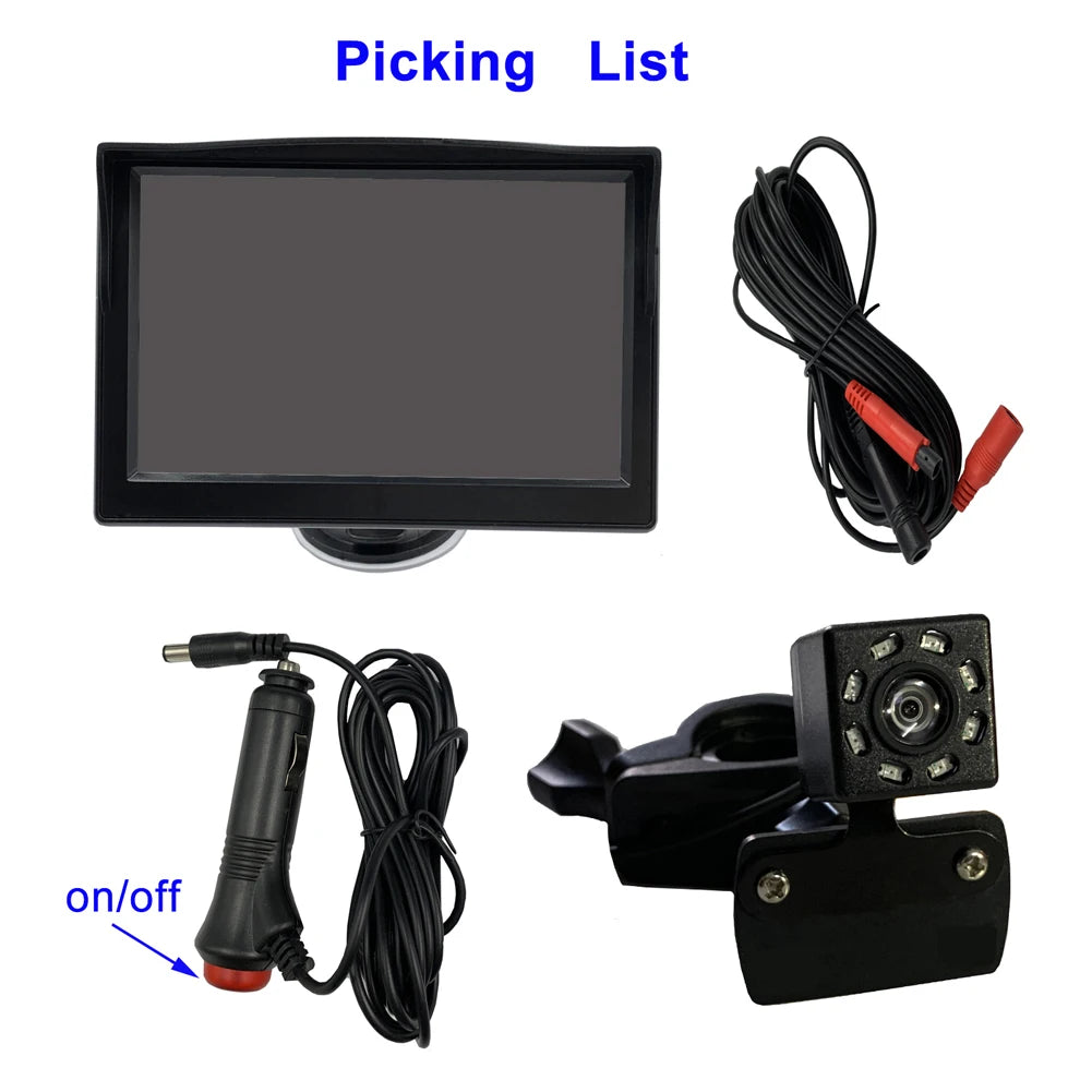 5 Inch Rearview Baby Camera LCD Display Dash Cam Baby Monitor Infrared Night Vision 8 LED IP68 Waterproof 150 Degree View Angle