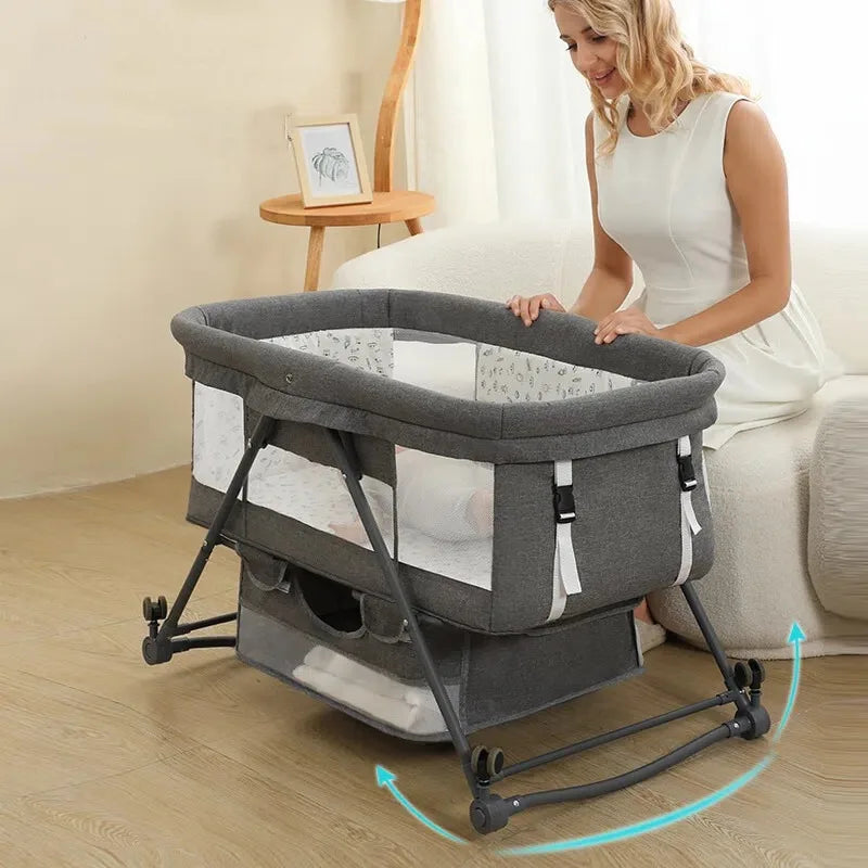 Sejoy 3 in 1 Rocking Crib Baby Bassinet Newborn Beside Sleeper Infant Sleeping Bed Convertible
