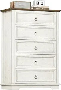 Chest of Drawers, Double Anti-tip, 5 Drawers Dresser, Dresser Organizer for Nursery, Bedroom, Living Room, Hallway, White
