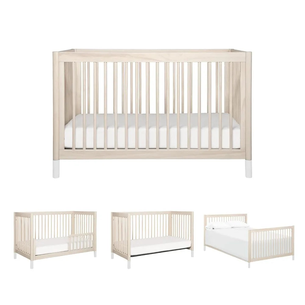 Gelato 4-in-1 Convertible Baby Crib with Wooden Toddler Bed, Daybed & Full-Size Bed Conversion
