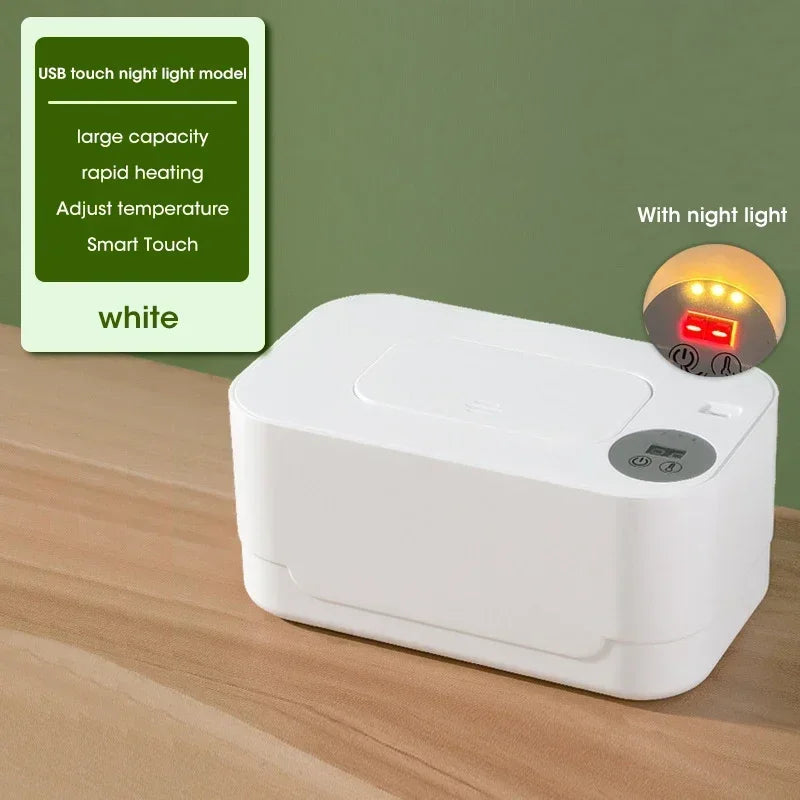 Baby Wet Wipe Heater Warmer with LED Display Wet Towel Dispenser Portable USB Baby Wipe Warmer Napkin Heating Box Home/Car Hand