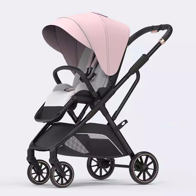 High View Portable Baby Stroller Ergonomics Seat Bassinet for Newborn One Hand to Recline Pram