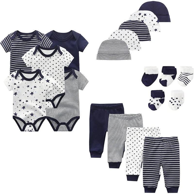 Unisex Fashion Bodysuit Set for Baby Boys and Girls Bodysuit and Accessories 19 Pack Comfortable Babywear Newborn Set