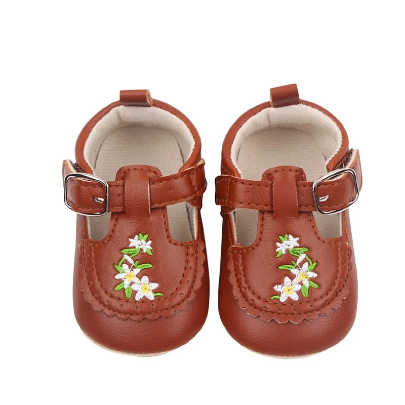 Cute Baby Girls Bowknot Mary Jane Shoes Comfortable PU Leather Non-slip First Walker Shoes for Toddler Princesses