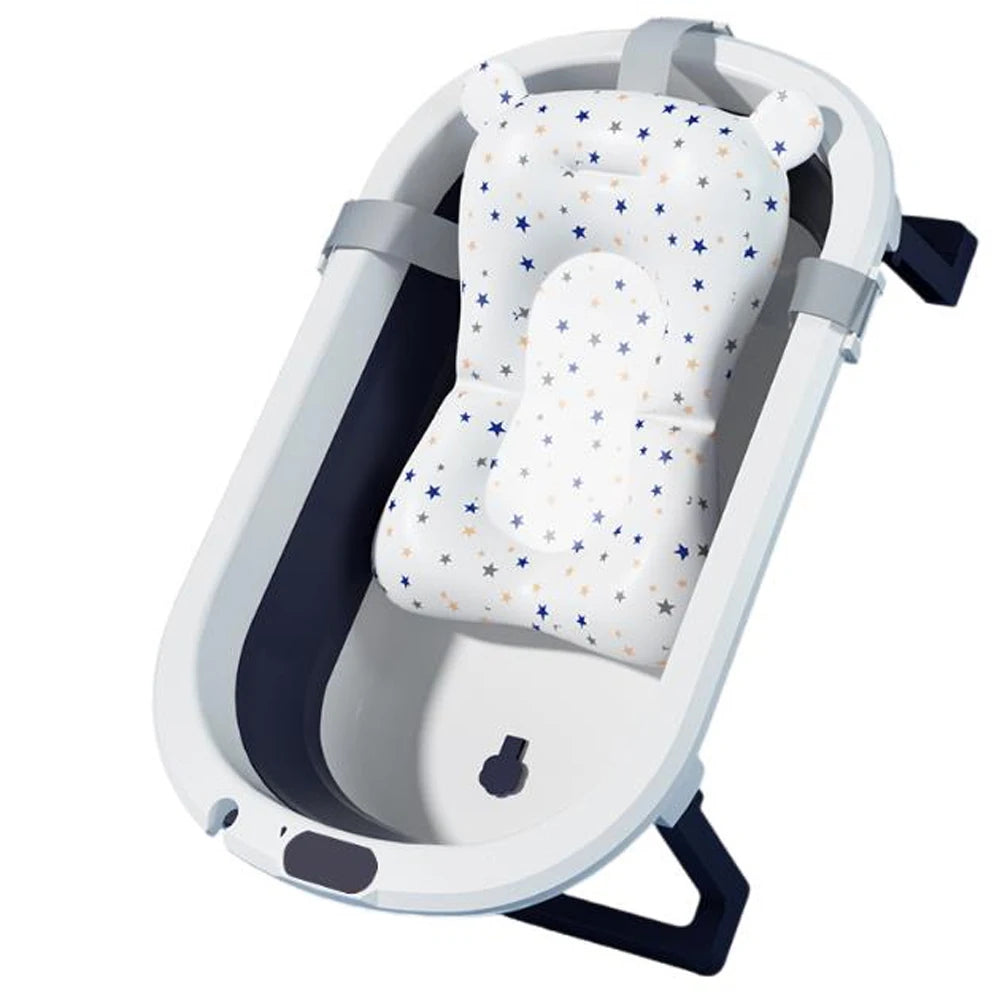 Foldable Baby Bathtub Multifunctional Infants Toddlers 0-36 Months Portable Travel Baby Tub With Newborn Cushion Anti-Skid Pad