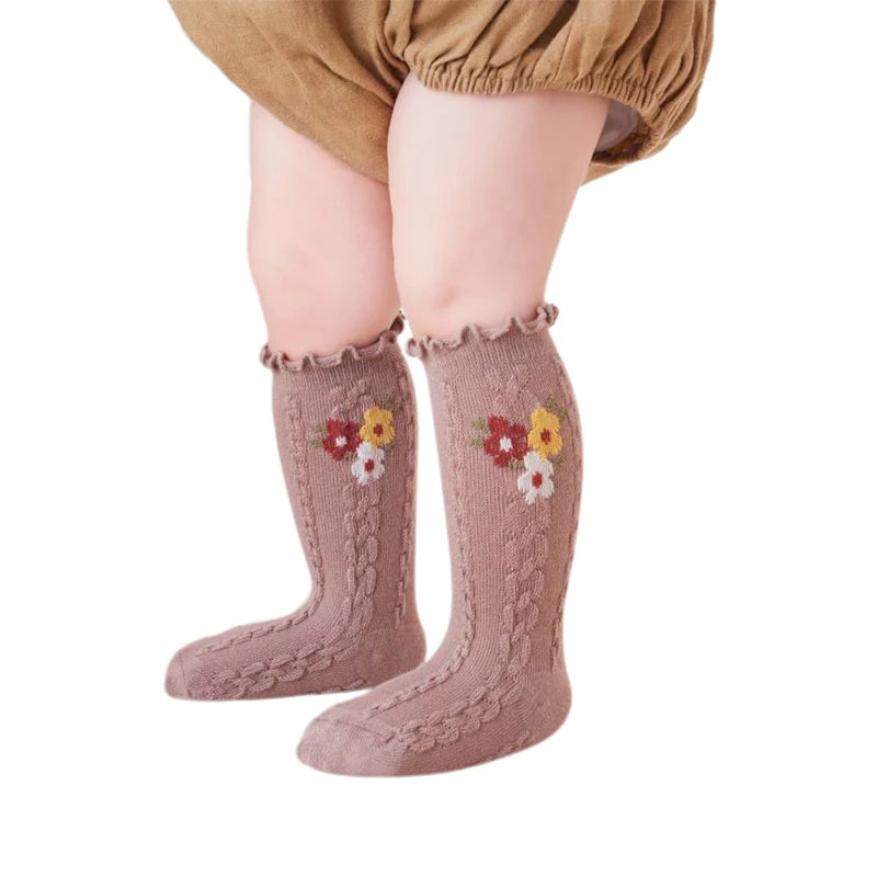 Cute Infant Knee High Socks Cozy Stretchy Stockings with Adorable Animal Print for Baby Girls and Toddlers