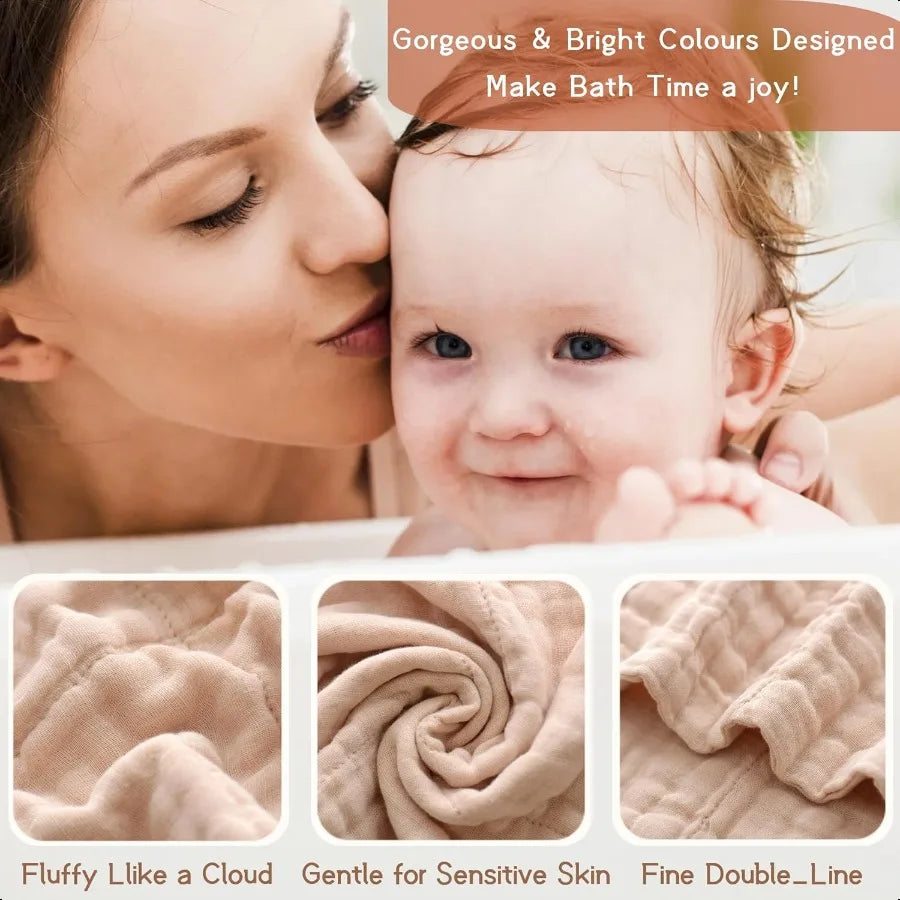 Cotton Towel for Baby Soft Face Cloths Newborn Absorbent Bath Wipes Muslin Washcloth Burp Cloths or Towels Pack of 6 12x12 inch