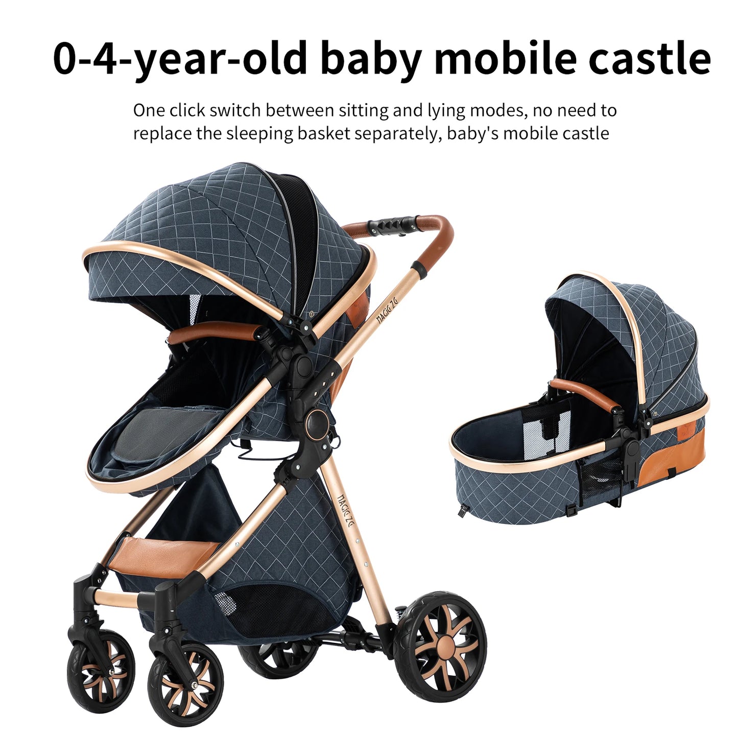 Baby Stroller 3‑in‑1 Travel System Pushchair Lightweight Pram from Birth All‑Terrain Baby Buggy Compact Fold Stroller Summer