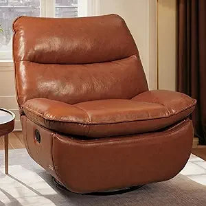 Lotus Swivel Recliner Chair for Adults, Oversized 360° Swivel Rocker Recliner, Fabric Glider Rocking Nursery Chair, Side Pocket