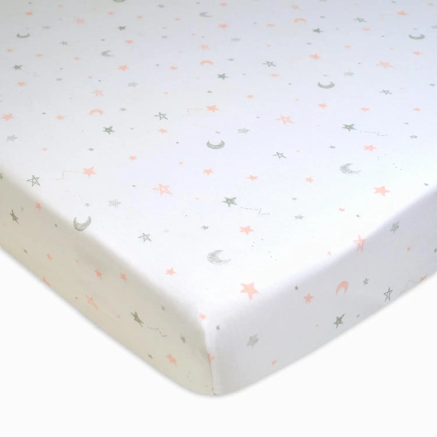 2 Pack Fitted Mini Crib Sheet 24"" X 38"", Soft Breathable Neutral 100% Cotton Jersey Portable Sheet, Pink Star Zigzag,