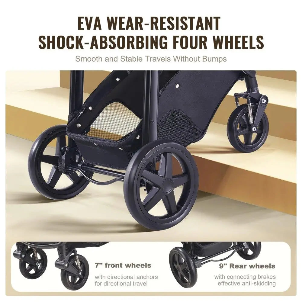 Stroller Travel System 2-in-1 with Bassinet & Playard Baby Combo Set Black