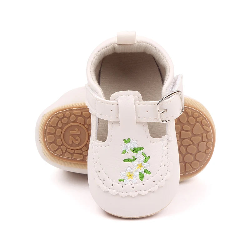 Cute Baby Girls Bowknot Mary Jane Shoes Comfortable PU Leather Non-slip First Walker Shoes for Toddler Princesses