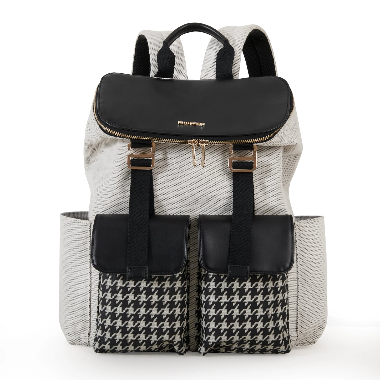 Mommy Diaper Bag Backpack Multifunction Stylish Baby Bag with Changing Pad Large Capacity Houndstooth Diaper Backpack