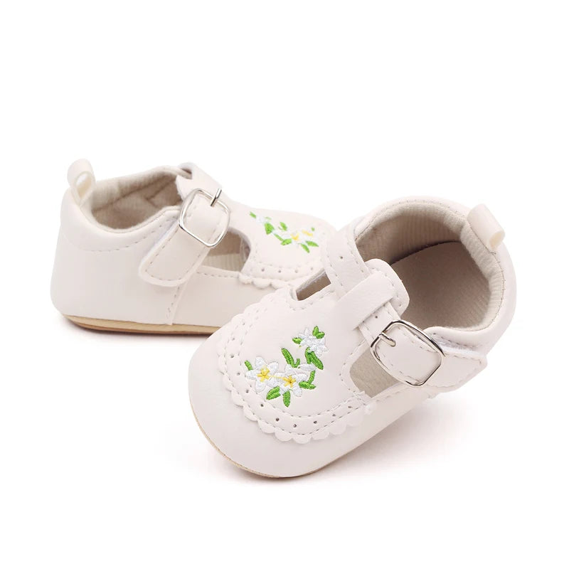 Cute Baby Girls Bowknot Mary Jane Shoes Comfortable PU Leather Non-slip First Walker Shoes for Toddler Princesses