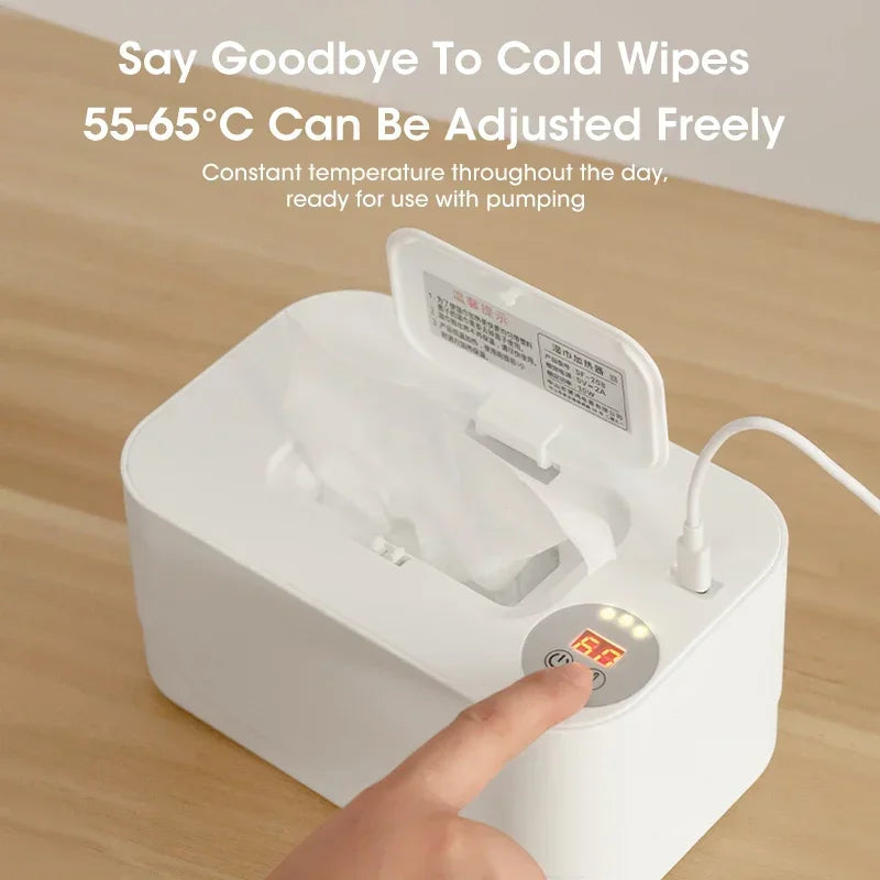 Baby Wet Wipe Heater Warmer with LED Display Wet Towel Dispenser Portable USB Baby Wipe Warmer Napkin Heating Box Home/Car Hand