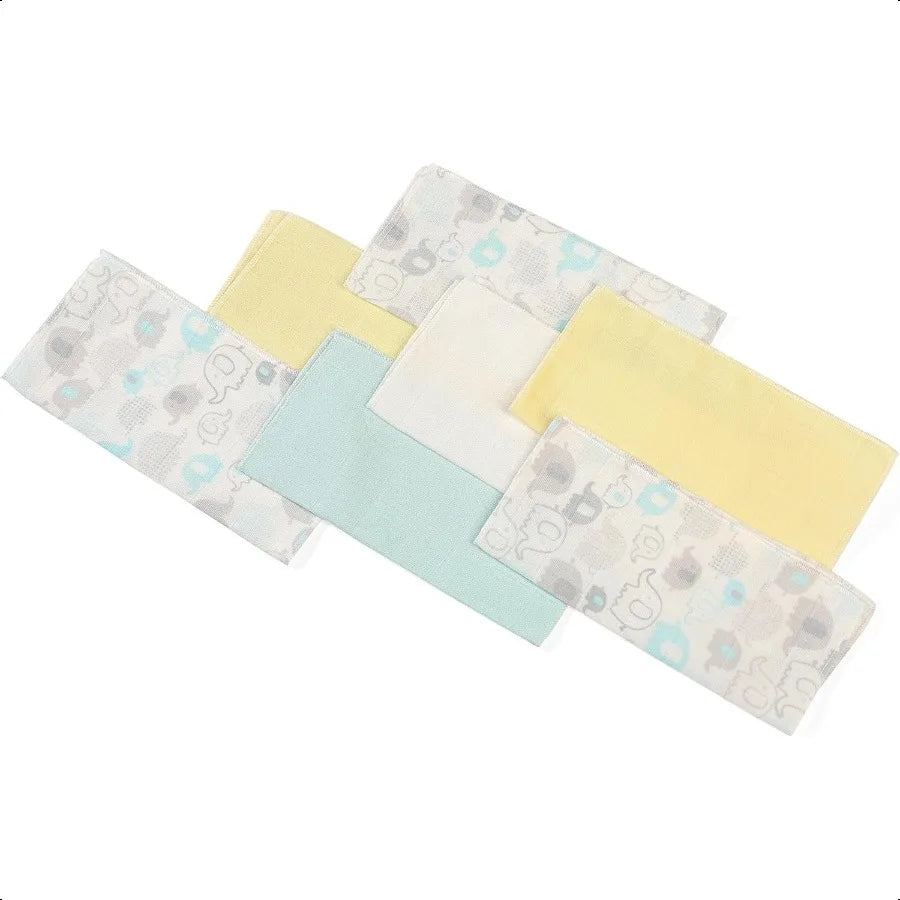 Washcloths 100% Cotton Ultra Soft Absorbent Wipes Newborn Face Towel Pack of 7 Reusable Quick Dry Baby Wipes for Sensitive Skin