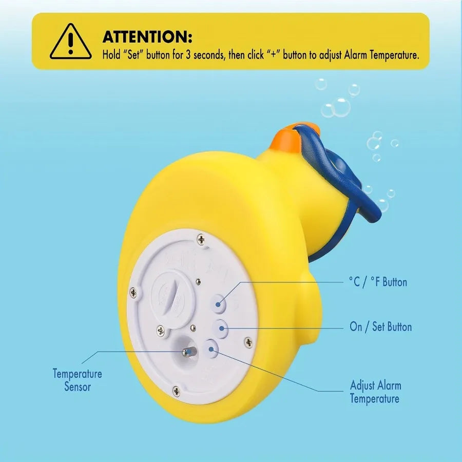 Digital Water Thermometer and Room Thermometer for Baby Bath Tub and Pool Includes Duck Floating Toy with Temperature Warning P