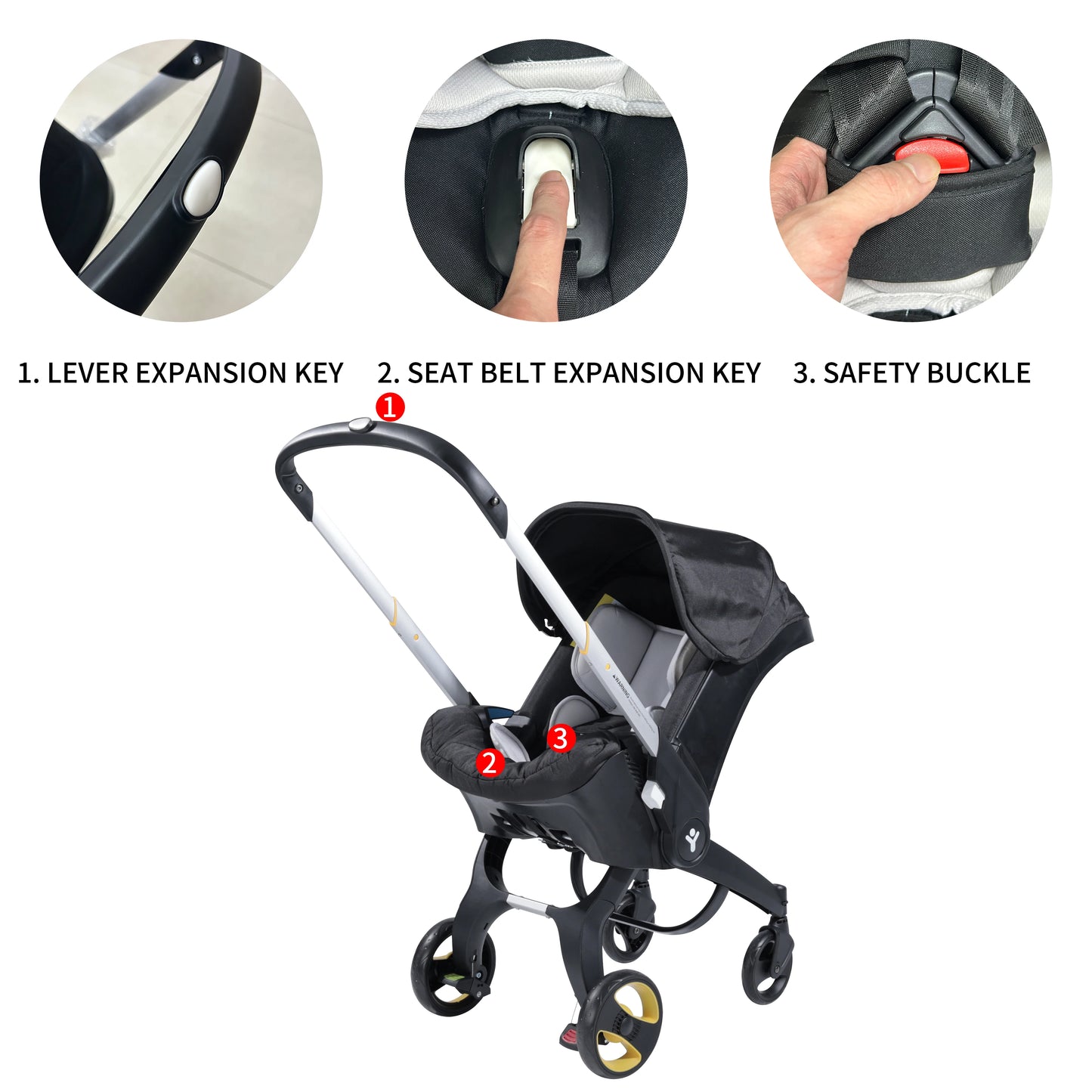 Baby stroller, foldable and portable out of the car, can be carried out in both directions, with awning, two-color optional
