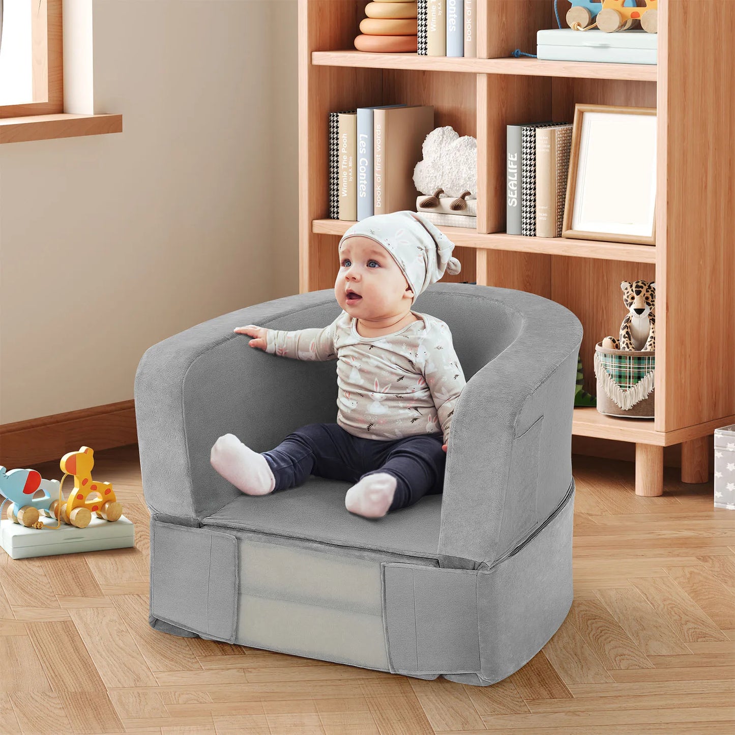 Portable Convertible Sofa Bed for Toddlers - 2-in-1 Play Sofa & Nap Bed, Lightweight Foldable, Carry Bag Included, Safe for Nurs