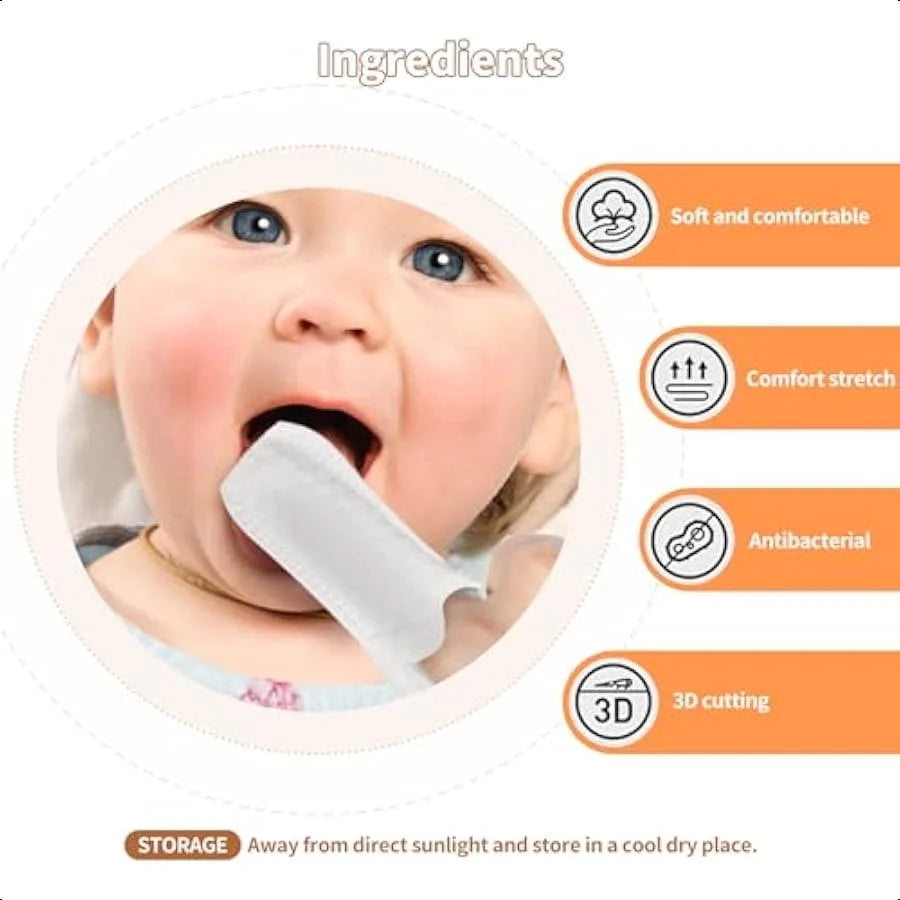 Finger Tooth Brushing Tongue Cleaner Baby Toothbrush 6 to 12 Months Finger Tooth Brushing Dry Wipes for Baby Wipes Toddles 32Pc