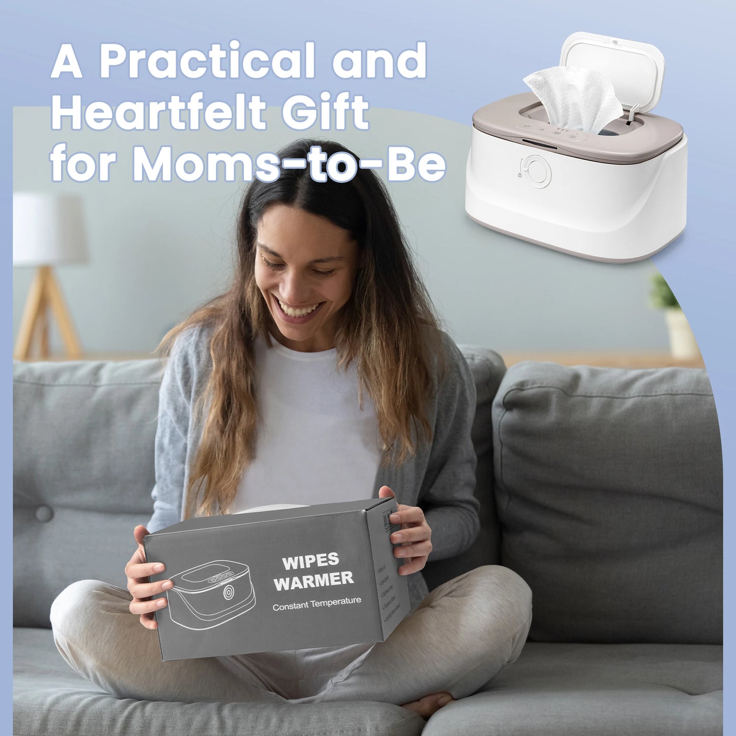 Baby Wipe Warmer, Innovative Spring & Child Lock Design, Large Capacity Wipes Dispenser, Fast Heating, 3 Modes of Temp