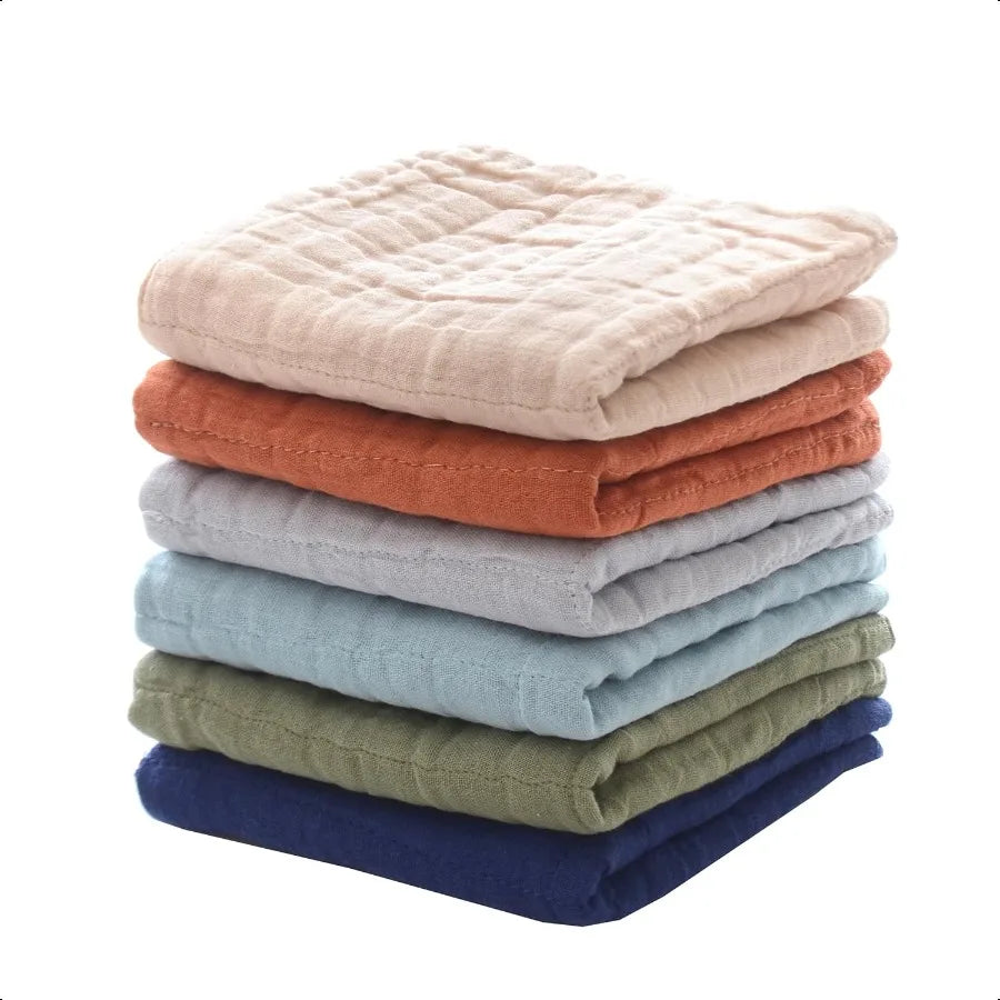 Cotton Towel for Baby Soft Face Cloths Newborn Absorbent Bath Wipes Muslin Washcloth Burp Cloths or Towels Pack of 6 12x12 inch