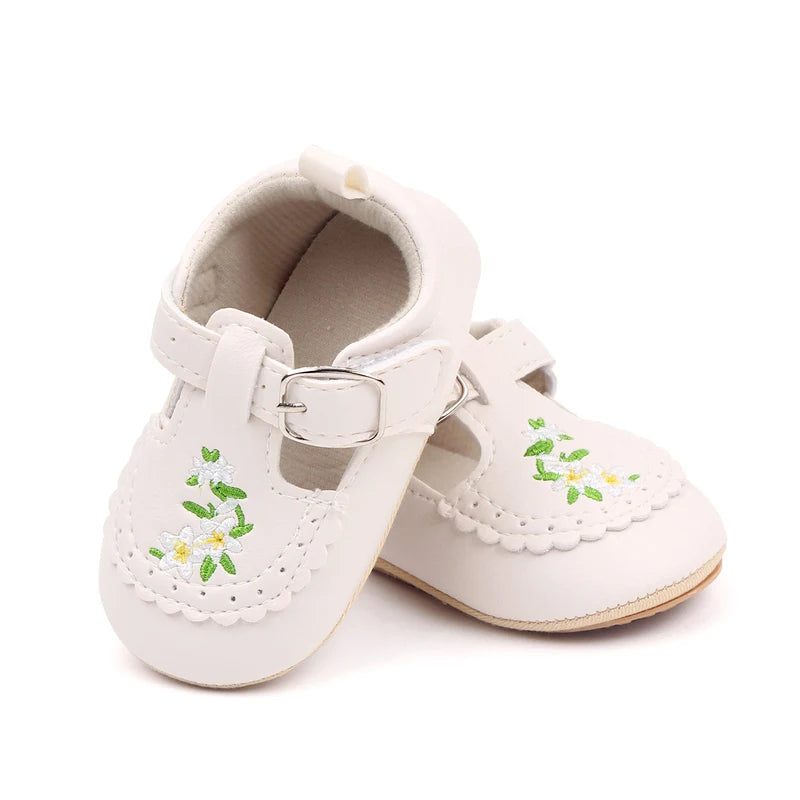 Cute Baby Girls Bowknot Mary Jane Shoes Comfortable PU Leather Non-slip First Walker Shoes for Toddler Princesses