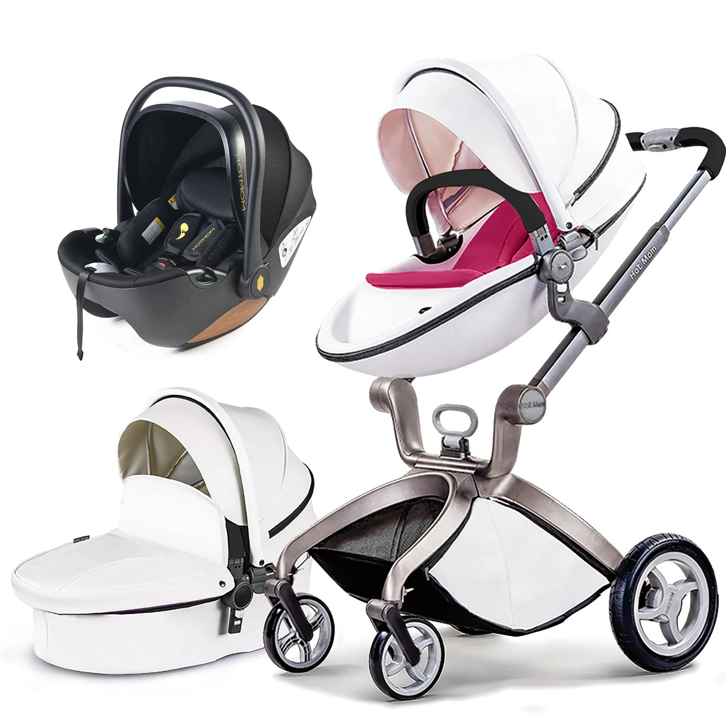 F22 baby stroller 3in1 ,adjustable seat,aluminum frame,solid rubber tires,rain cover,mosquito net,large storage basket