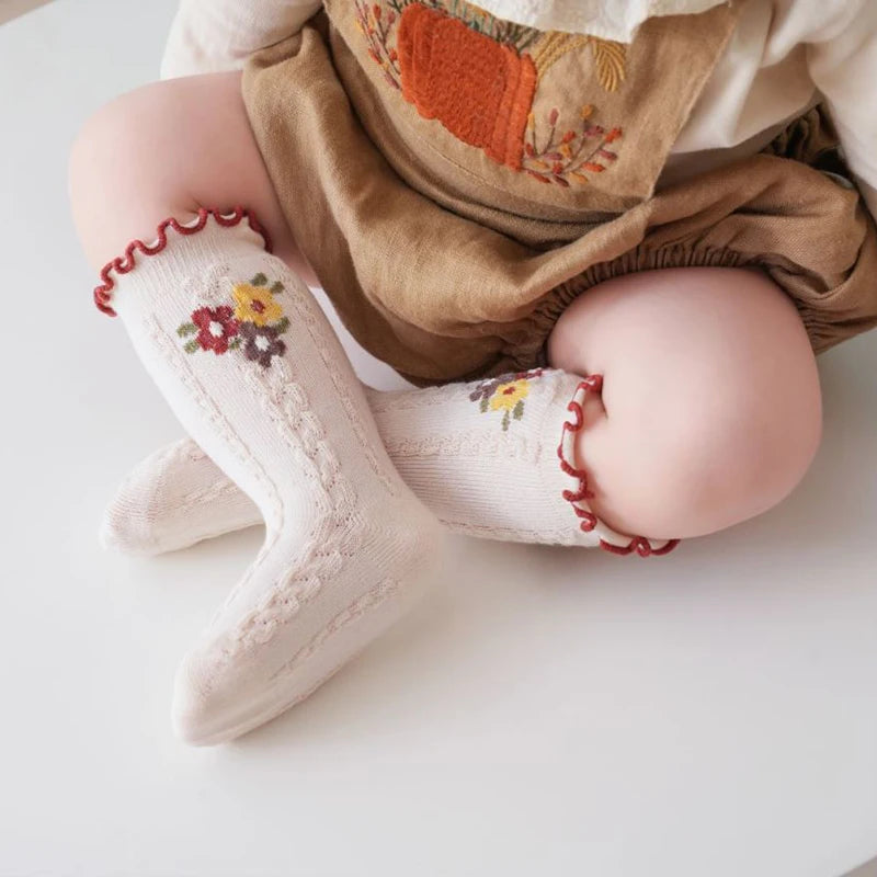 Cute Infant Knee High Socks Cozy Stretchy Stockings with Adorable Animal Print for Baby Girls and Toddlers