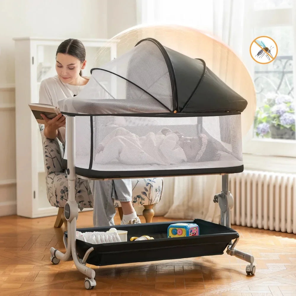 3 in 1 Baby Bassinet,Baby Basinet Bedside Sleeper, Standalone Baby Crib,6 Height Adjustable Portable Crib for Newborn