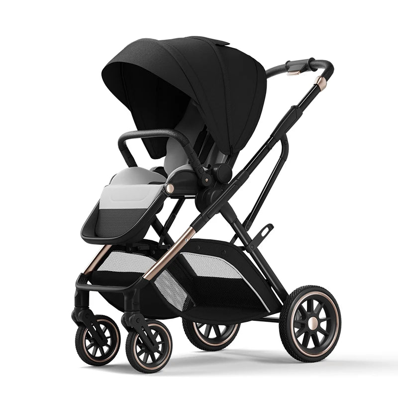 High View Portable Baby Stroller Ergonomics Seat Bassinet for Newborn One Hand to Recline Pram