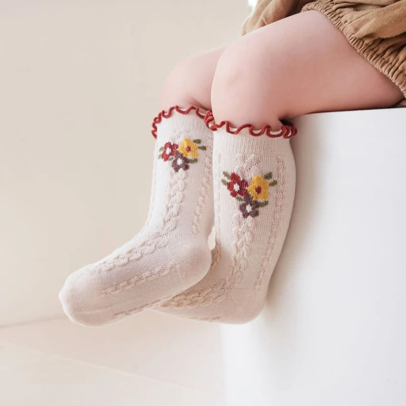 Cute Infant Knee High Socks Cozy Stretchy Stockings with Adorable Animal Print for Baby Girls and Toddlers