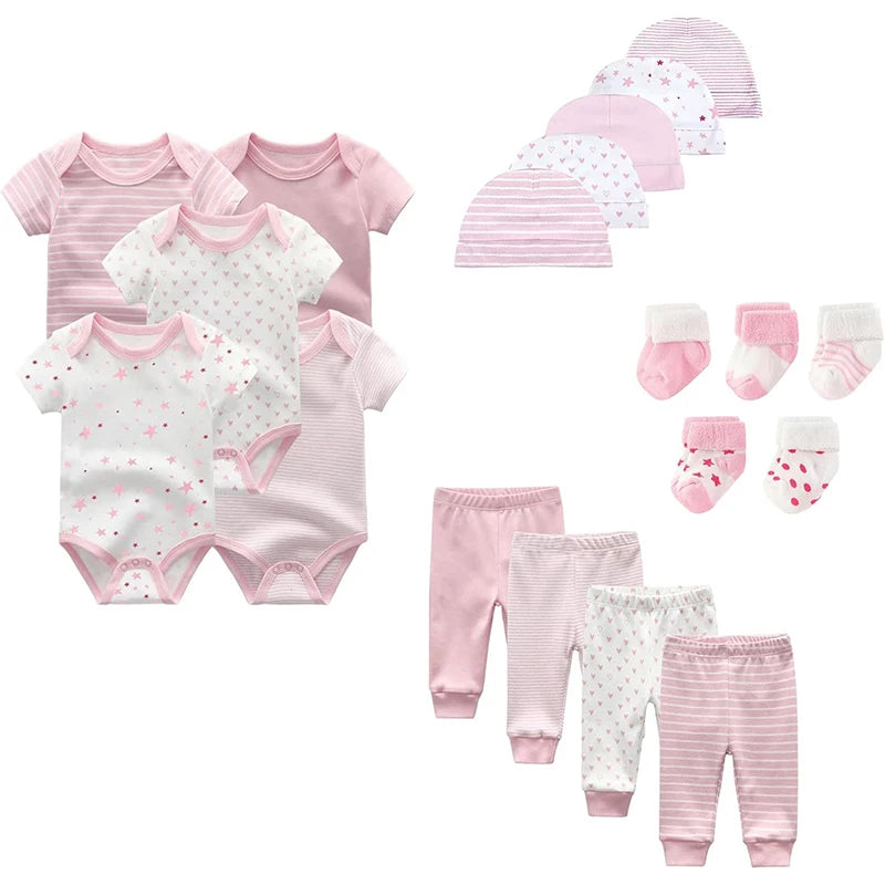 Unisex Fashion Bodysuit Set for Baby Boys and Girls Bodysuit and Accessories 19 Pack Comfortable Babywear Newborn Set