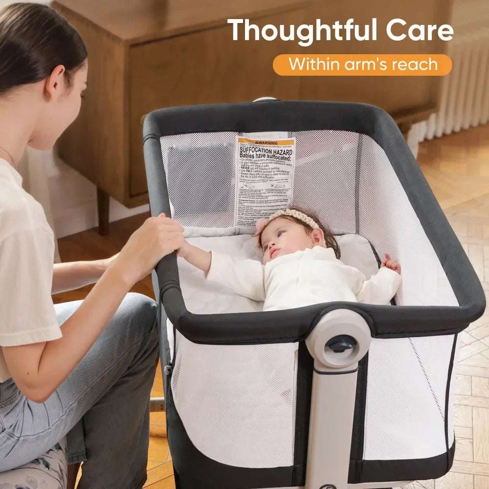 3 in 1 Baby Bassinet,Baby Basinet Bedside Sleeper, Standalone Baby Crib,6 Height Adjustable Portable Crib for Newborn