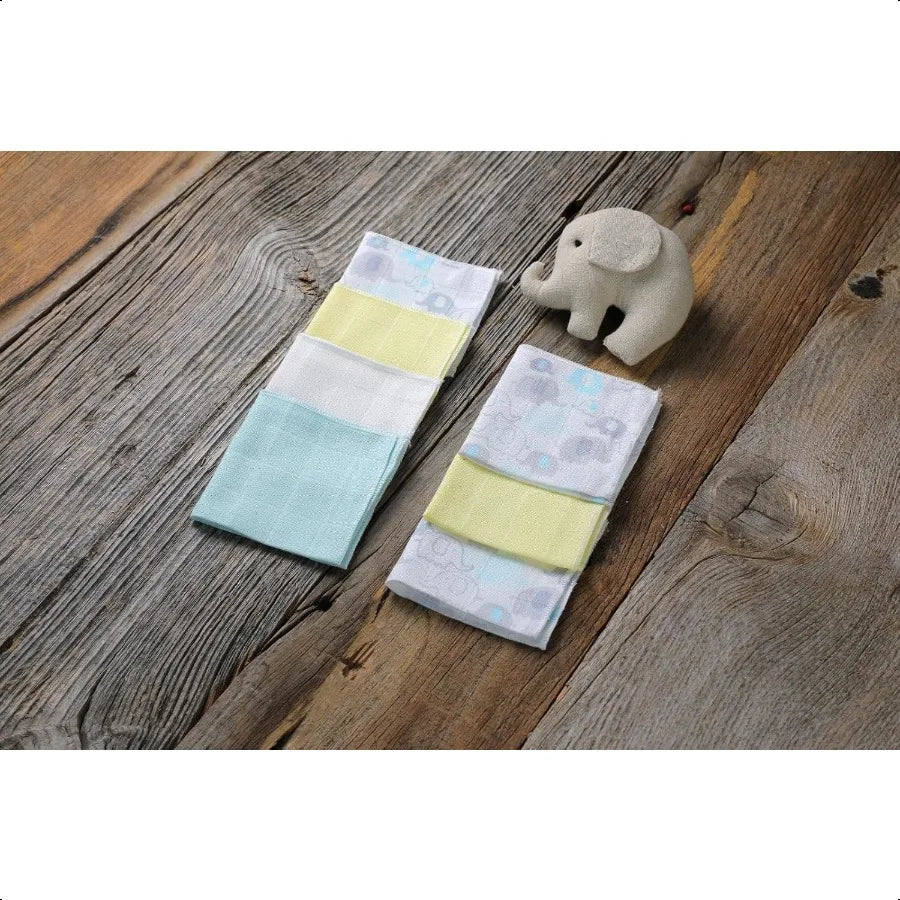Washcloths 100% Cotton Ultra Soft Absorbent Wipes Newborn Face Towel Pack of 7 Reusable Quick Dry Baby Wipes for Sensitive Skin