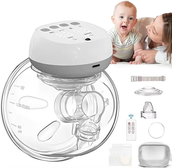 Wearable Breast Pump 1200mAh Portable Hands Free Breastpump 12 Levels 3 Modes Electric Remote Control Painless Breastfeeding