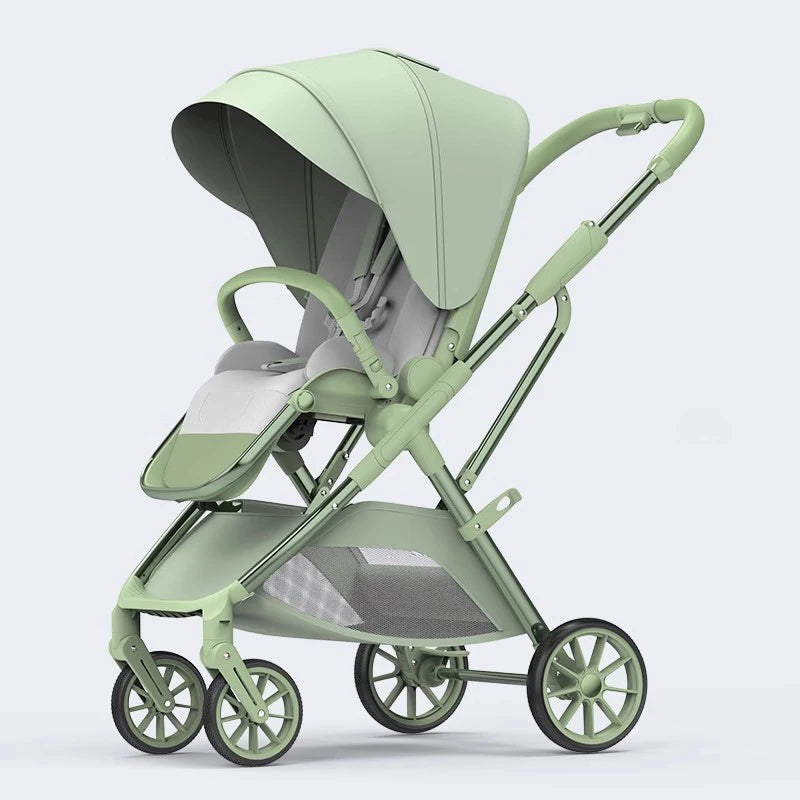 High View Portable Baby Stroller Ergonomics Seat Bassinet for Newborn One Hand to Recline Pram