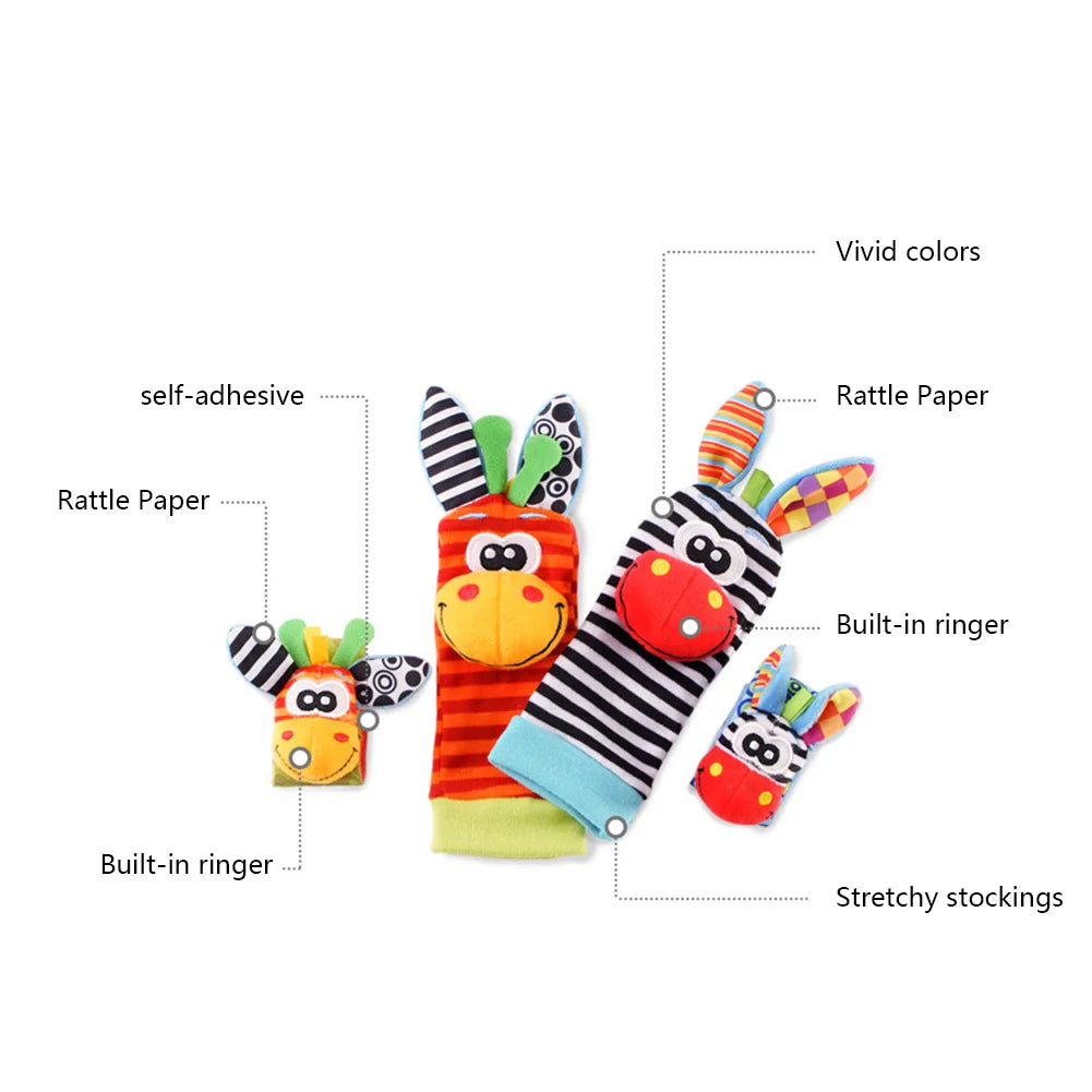 Cute Wrist Strap Rattles Socks Cartoon Writleband Rattle Adjustable Brain-Development for 0-12 Months Baby