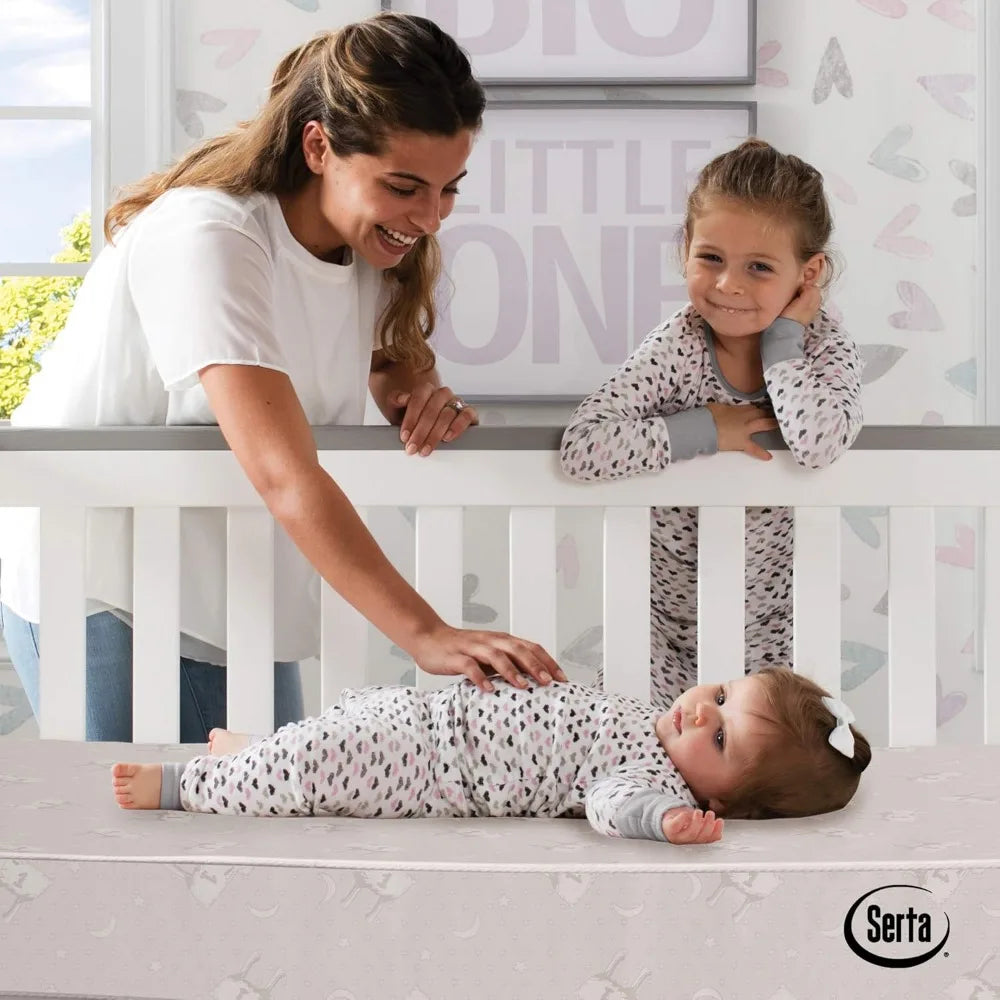 children Baby Mini Crib Mattress, Premium Sustainably Sourced Fiber Core, Hypoallergenic & Waterproof Cover
