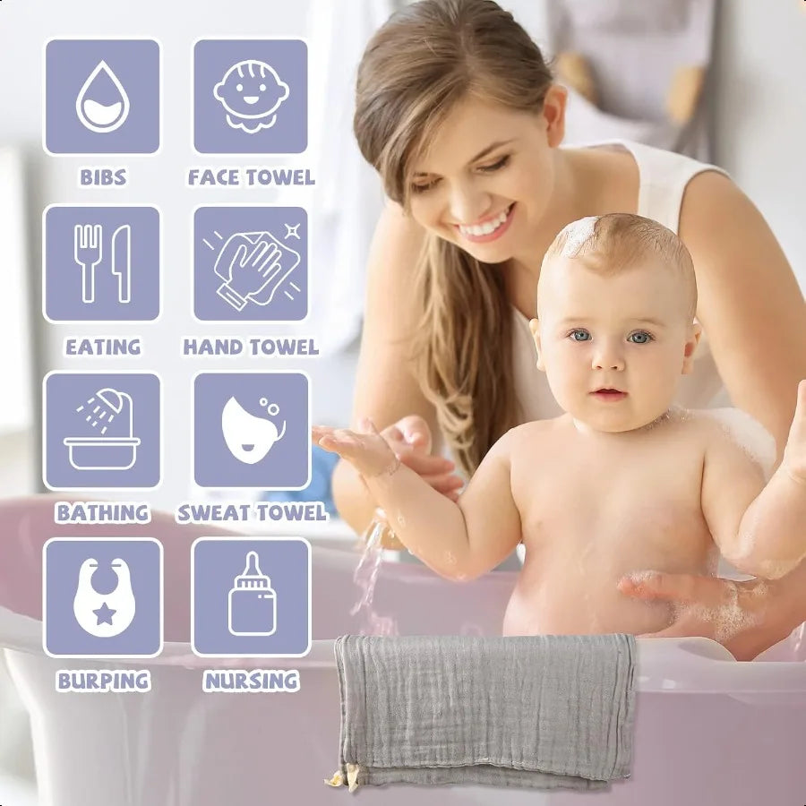 Baby Washcloths Soft Face Cloths for Newborn Absorbent Bath Face Towels Baby Wipes Burp Cloths or Face Towels Baby Registry as