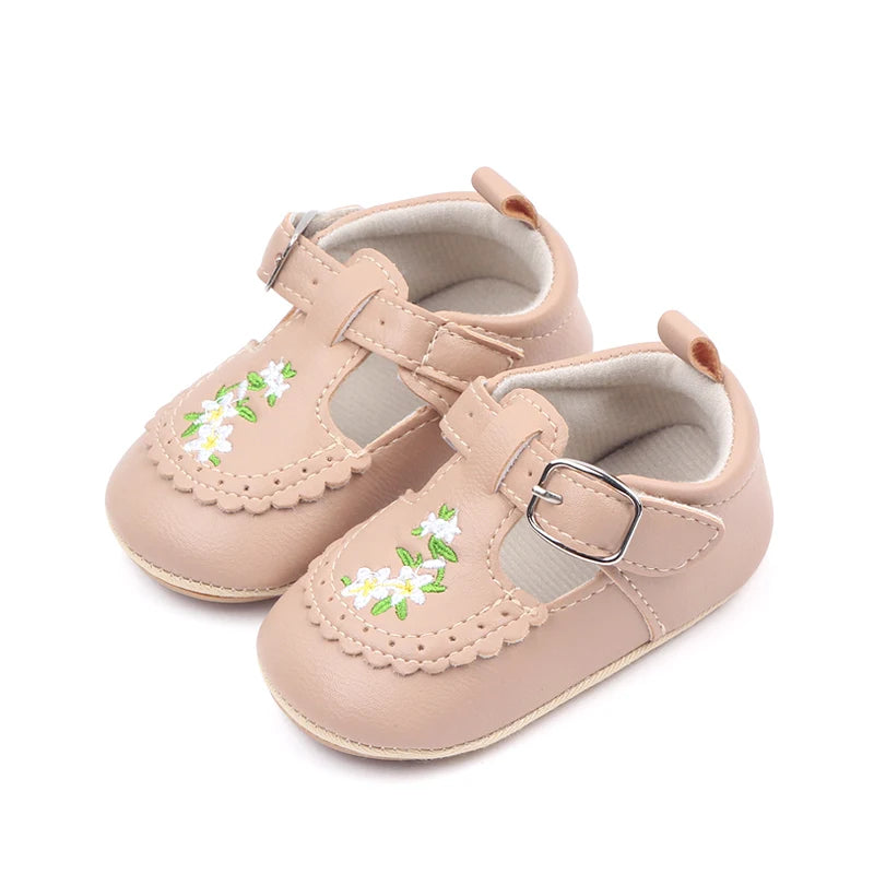 Cute Baby Girls Bowknot Mary Jane Shoes Comfortable PU Leather Non-slip First Walker Shoes for Toddler Princesses
