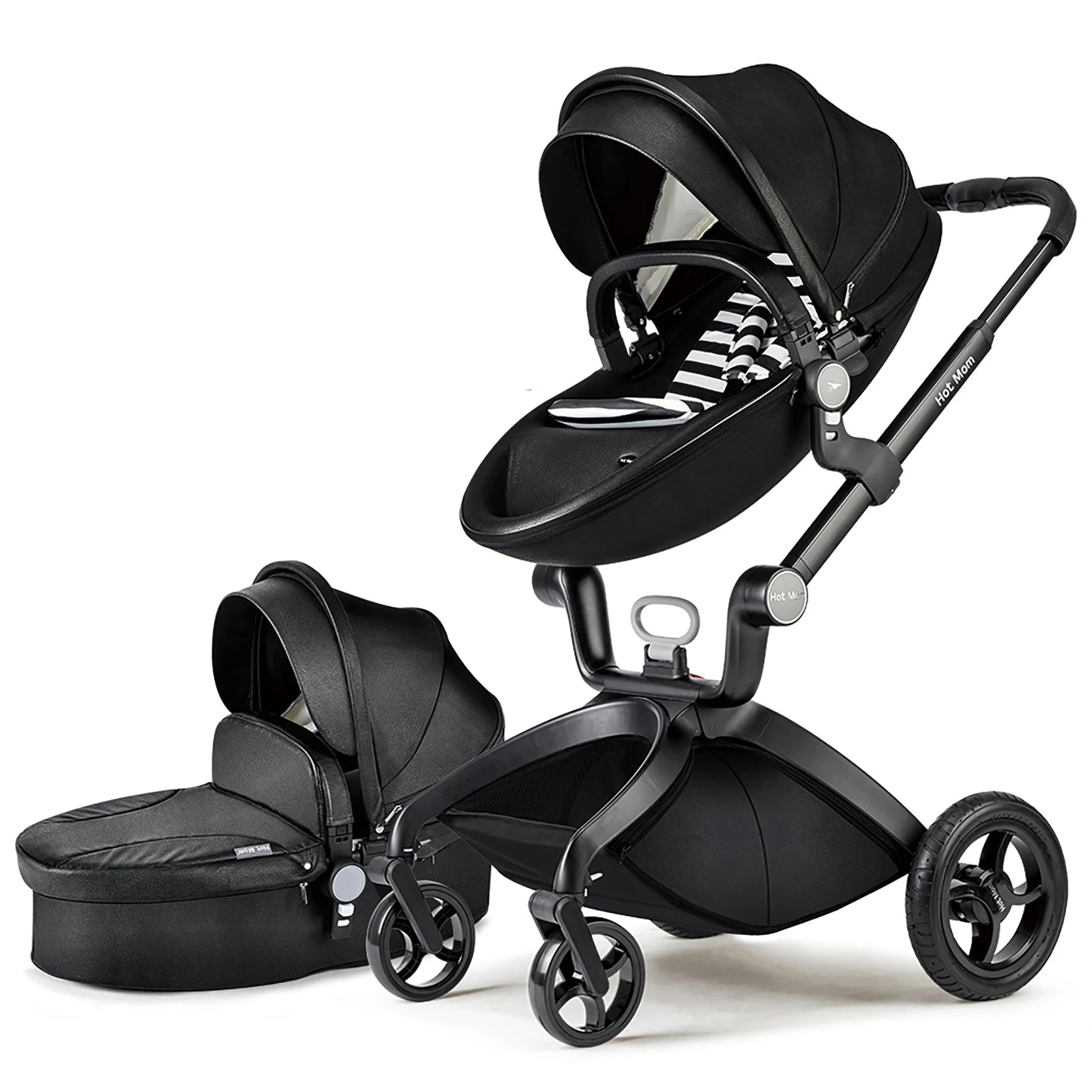 F22 baby stroller 3in1 ,adjustable seat,aluminum frame,solid rubber tires,rain cover,mosquito net,large storage basket