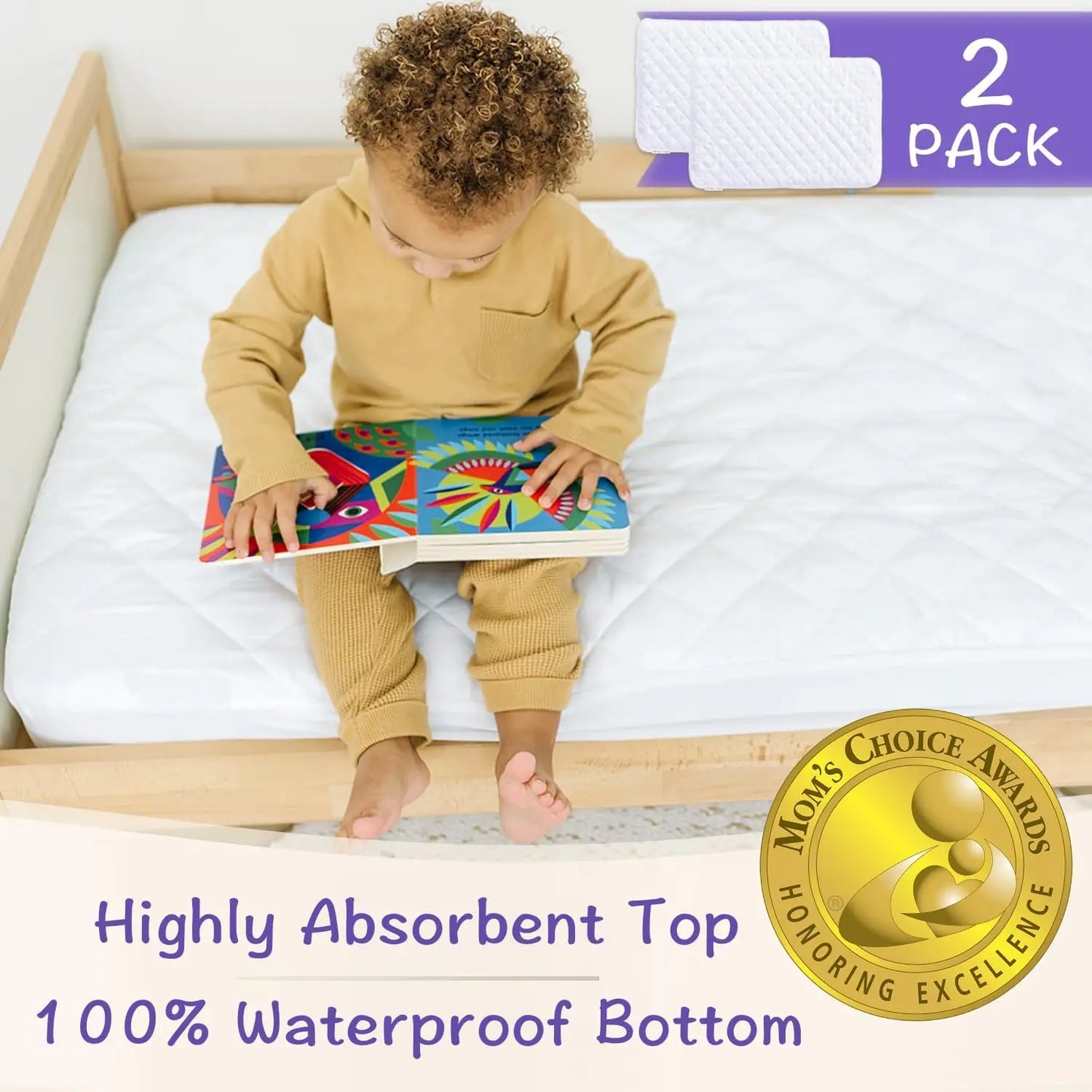Crib Mattr Protector Pad 2 Pa - Waterproof & Noiseless, Ultra-Soft Breathable Mattr Cover For Baby Cribs And Toddler Beds,