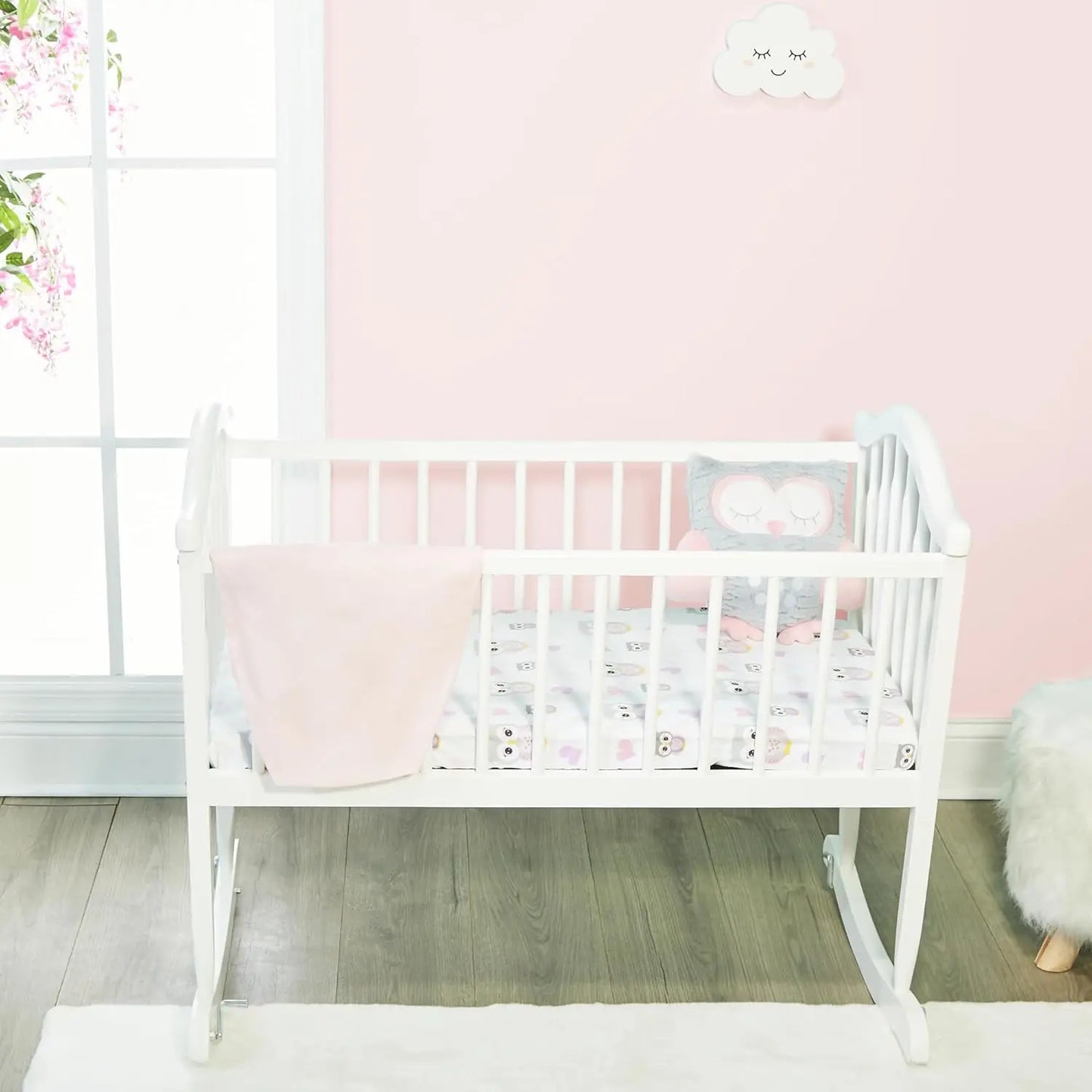 2 Pa Baby Cradle Sheets - Fitted Set For Baby Girl; 100% Cotton Percale Weave, Breathable And Soft Cradle Mattr Pad Cover; Gray